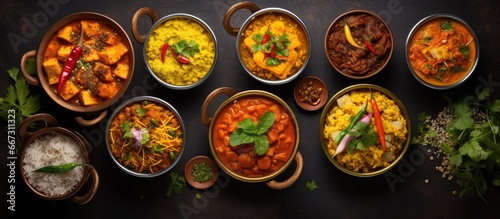 Indian recipes and food from a traditional perspective with different options and possibilities for presentation photo