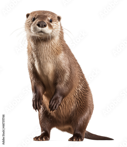 Otter portrait on isolated background