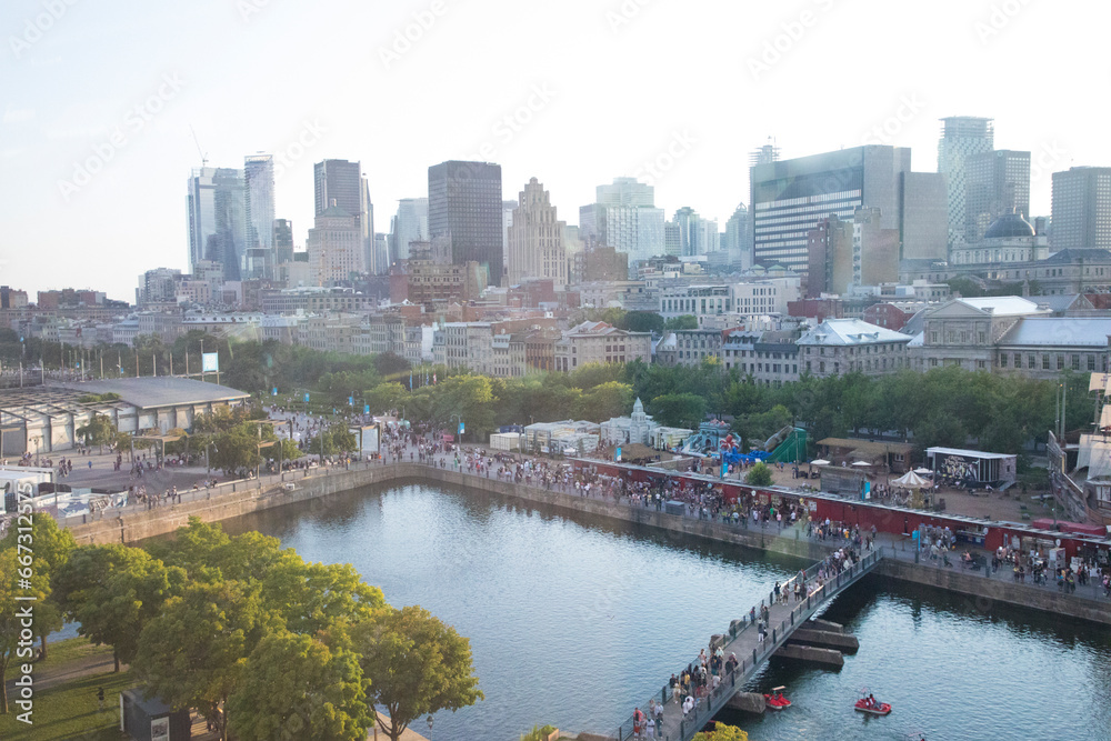 Beautiful view of Old Port of Montreal in Montreal, Canada