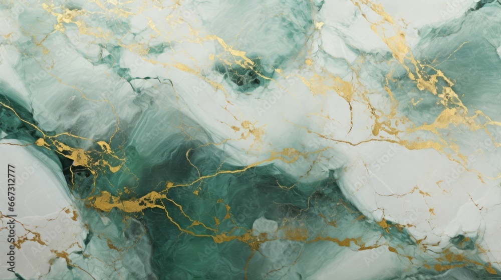 Green, gold, and white marble abstract background