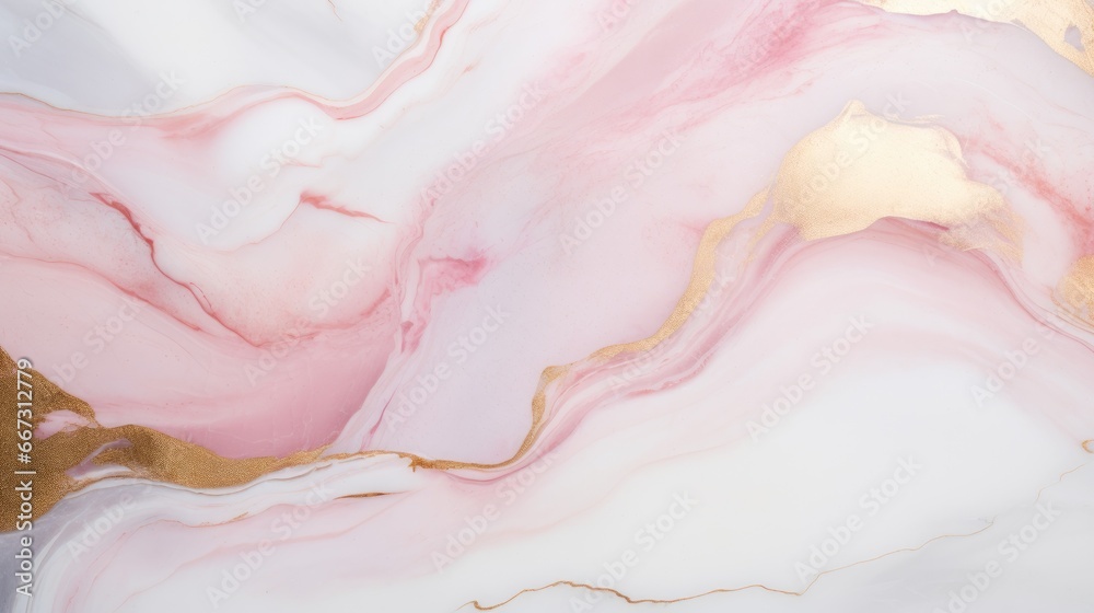 Pink, gold, and white marble abstract background