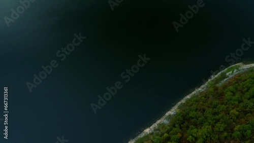 Beautiful daylight landscape in aerial drone shot. Rovni Lake, Serbia photo