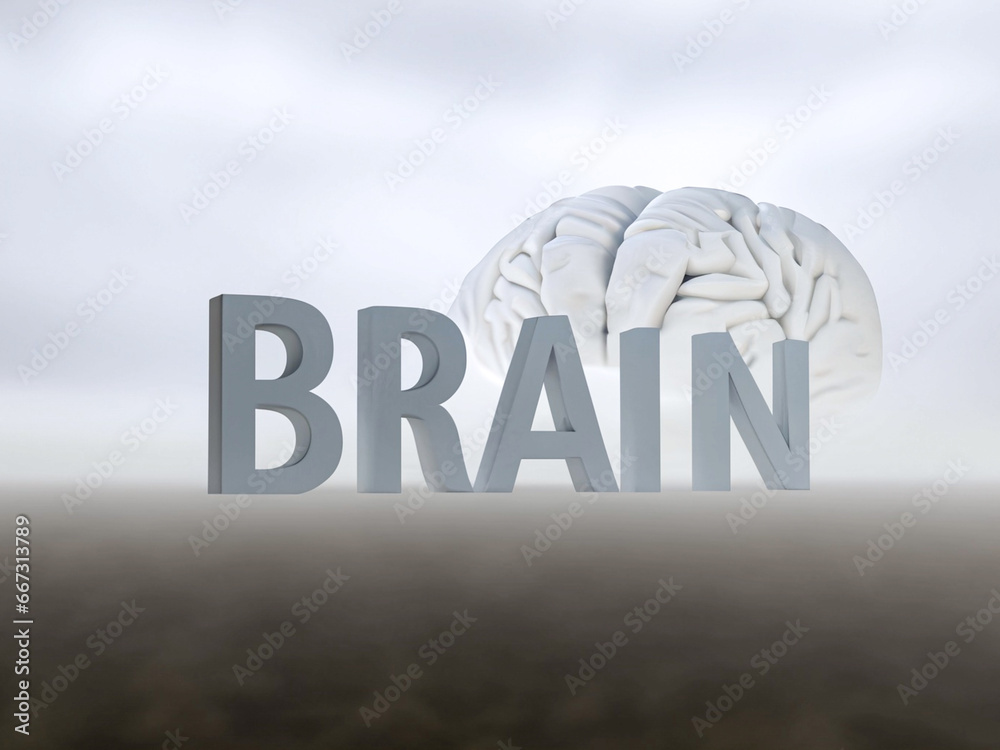 3D AI render of the word 