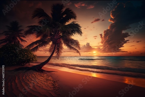 Amazing tropical sunset background