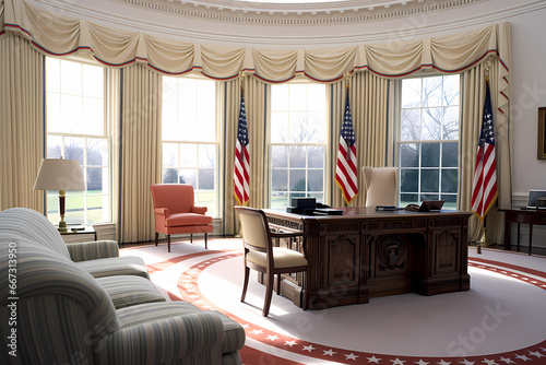 oval office in the white house, home of the president of the United States photo