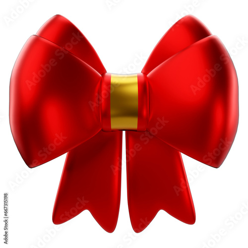 3d rendering of christmas red bow icon
