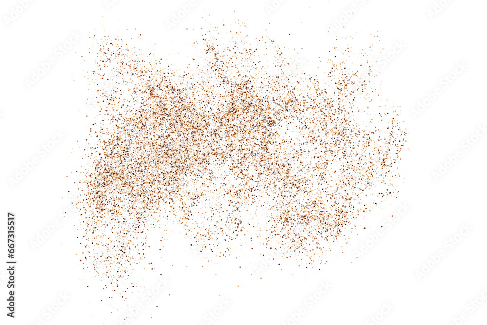 Coffee Color Grain Texture Isolated on White Background. Chocolate Shades Confetti. Brown Particles. Digitally Generated Image. Vector illustration.