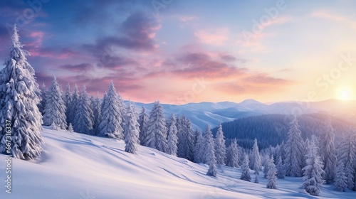Impressive winter morning in Carpathian mountains with snow covered fir trees. Colorful outdoor scene, Happy New Year celebration concept. © Ahtesham