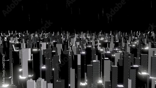 Noir city, rainy dark night city sight. sin city, cool gray colored city. Deep black and shiny white metallic city. cartoon gray colored city for your background stuff. 