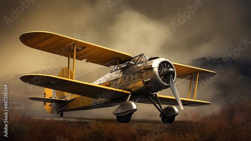 Vintage Airplane with yellow Wings © Stock Habit