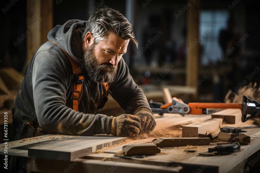 carpenter working with the wood with tools, self employed craftsman. carpenter working with the wood with tools, self employed craftsman.