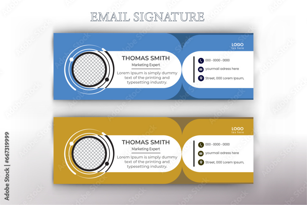 Colorful Email Signatures Template Vector Design. Professional Email Signature Template Modern and Minimal Layout.