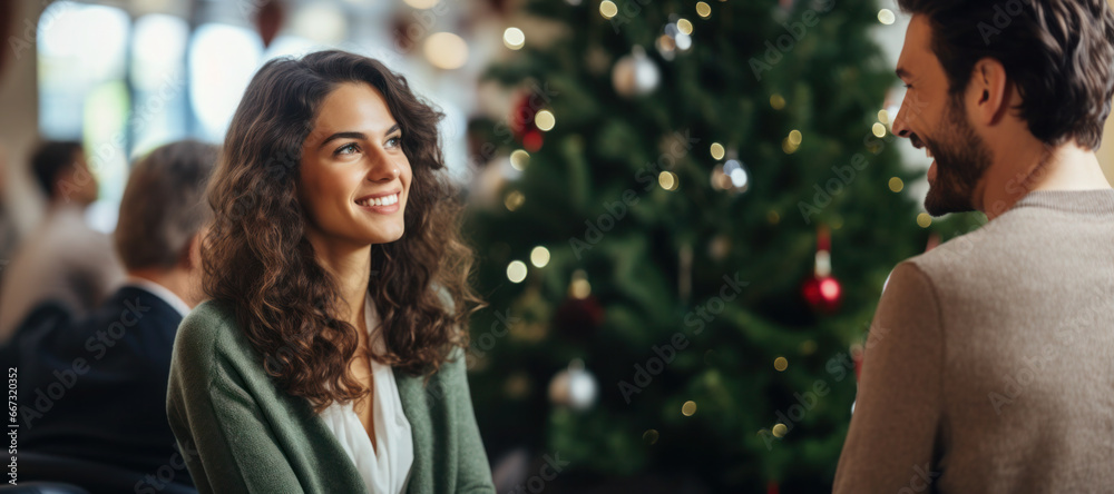 Happy friends celebrating Christmas at home Happy friends celebrating Christmas at home