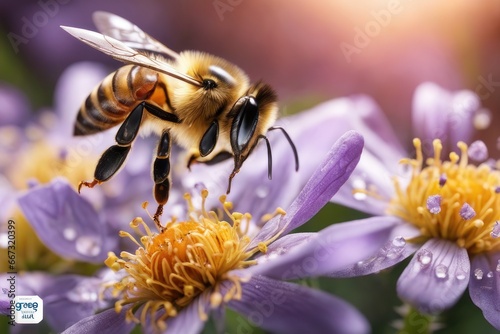 A Honey Bee is sitting on a flower in the garden. © shaadjutt36