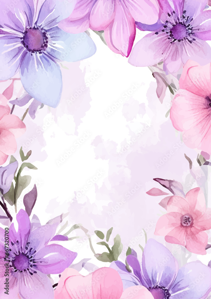 Pink and purple violet modern trendy vector design frame. Background fall boho template