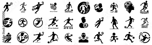 Creative Football Icons: African Football Pictograms and Graphics, set of editable stroke Art, Soccer Symbols