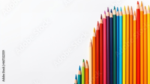 Colored pencils, corner border on a large white background, ai generated