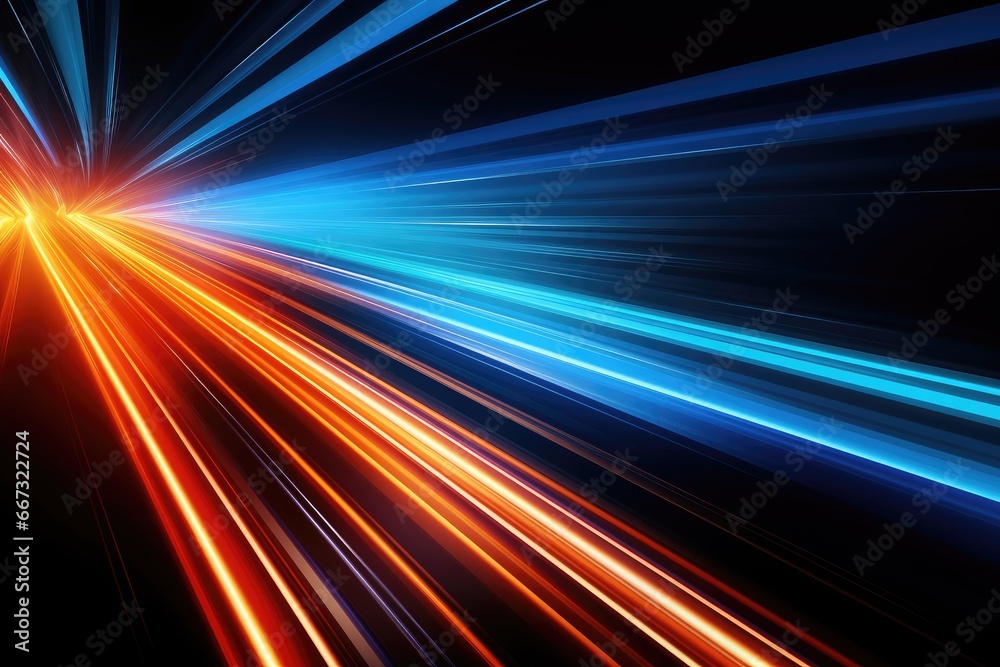 fluorescent light lines on black background Generative AI fluorescent light lines on black background Generative AI