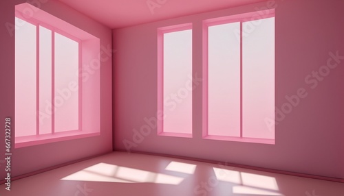Room with plain walls and large windows  Interior of an empty pink studio room  pink walls with windows  simple room with pink walls  room  walls  plain  pink  simple  feminine house  unique