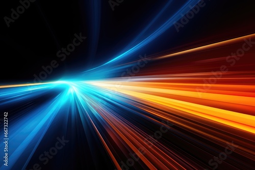 lines of light with bright multicolored light source Generative AI