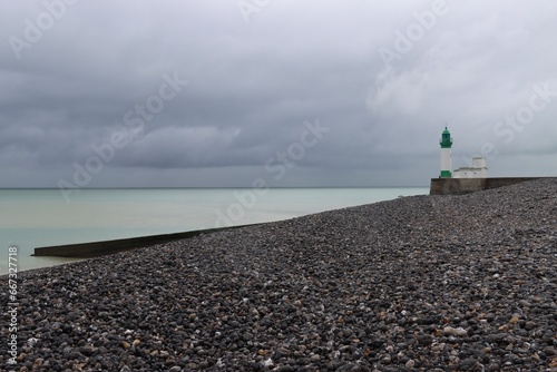 beach and sea at Le Treport before the storm