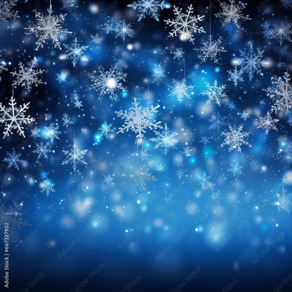 Fototapeta premium Festive Flurries. Snowflakes on Blue background