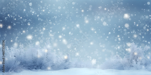 winter background, winter holidays concept, Empty panoramic winter, Christmas background, winter space, Snow Christmas, falling snow © elina
