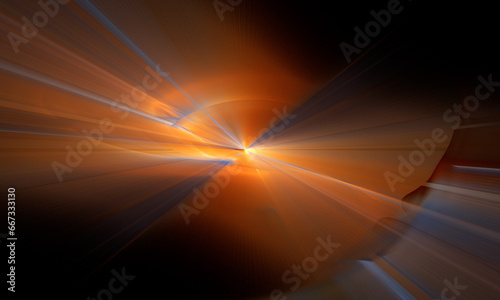 3D illustration. Abstract image. Technological fractal.. Fantastical top view of the sunset on a space object. Graphic element, texture, background for web design
