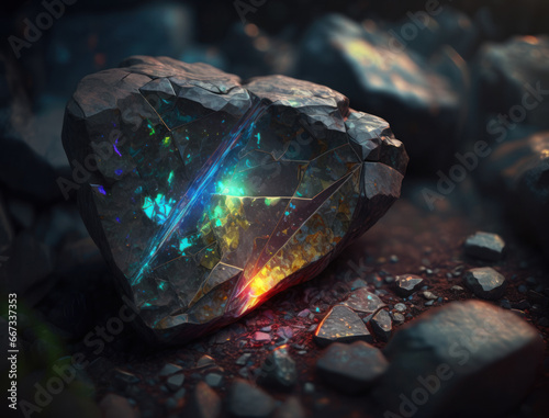 Labradorite crystal background stone Close up Multicolored gemstone