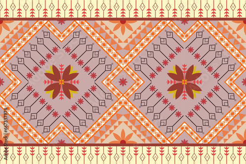 ethnic pattern design, repeat and seamless, geometric and floral element for textile.