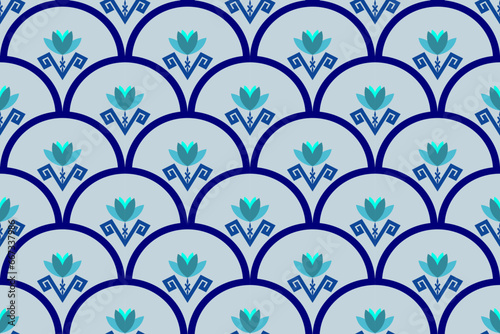 ethnic pattern design, repeat and seamless, geometric and floral element for textile.