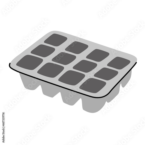 seedling tray hand drawn illustration