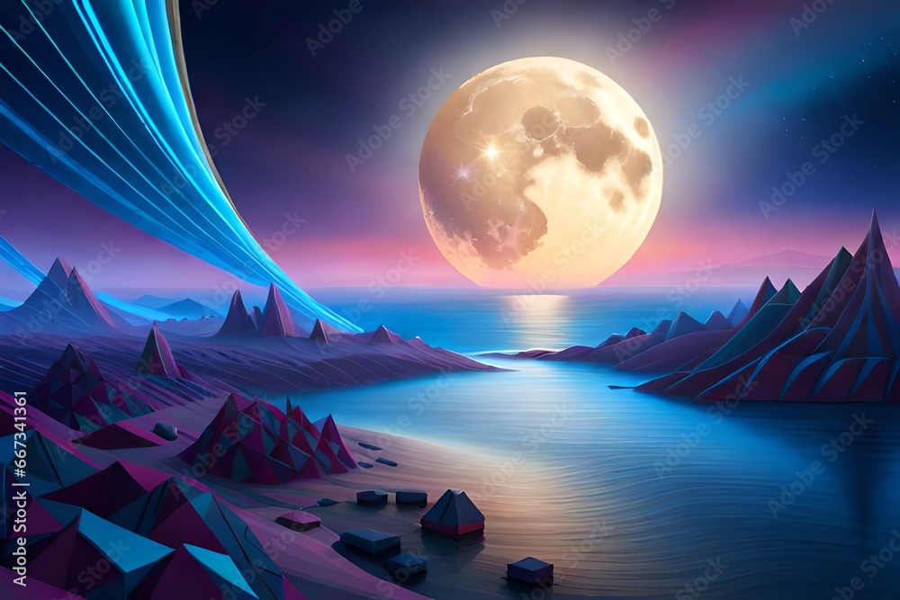 abstract night wallpaper the midnight moon wallpaper, in the style of