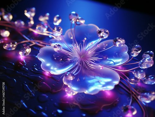 Vibrant Purple Flower in Close-up with Water Droplets