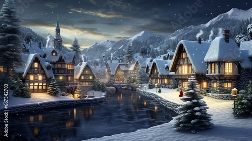 christmas night in the village photo