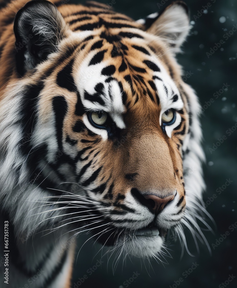 Fototapeta premium tiger wallpaper, in the style of graphite realism, mist, realistic, wimmelbilder, ivory, dynamic pose