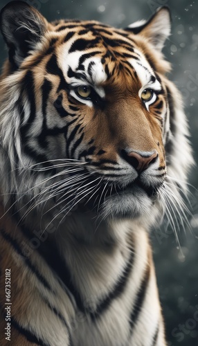 tiger wallpaper  in the style of graphite realism  mist  realistic   wimmelbilder  ivory  dynamic pose
