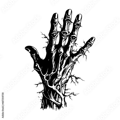 Zombie Hand , Clip Art Design Vector. Halloween Scary Grave. Arm Monster Dead, ai generated