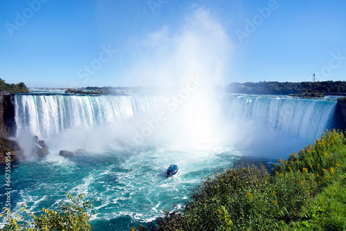 Niagara Falls Ontario Canada with tour boat