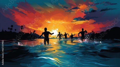 Illustration of Swimmers in Action