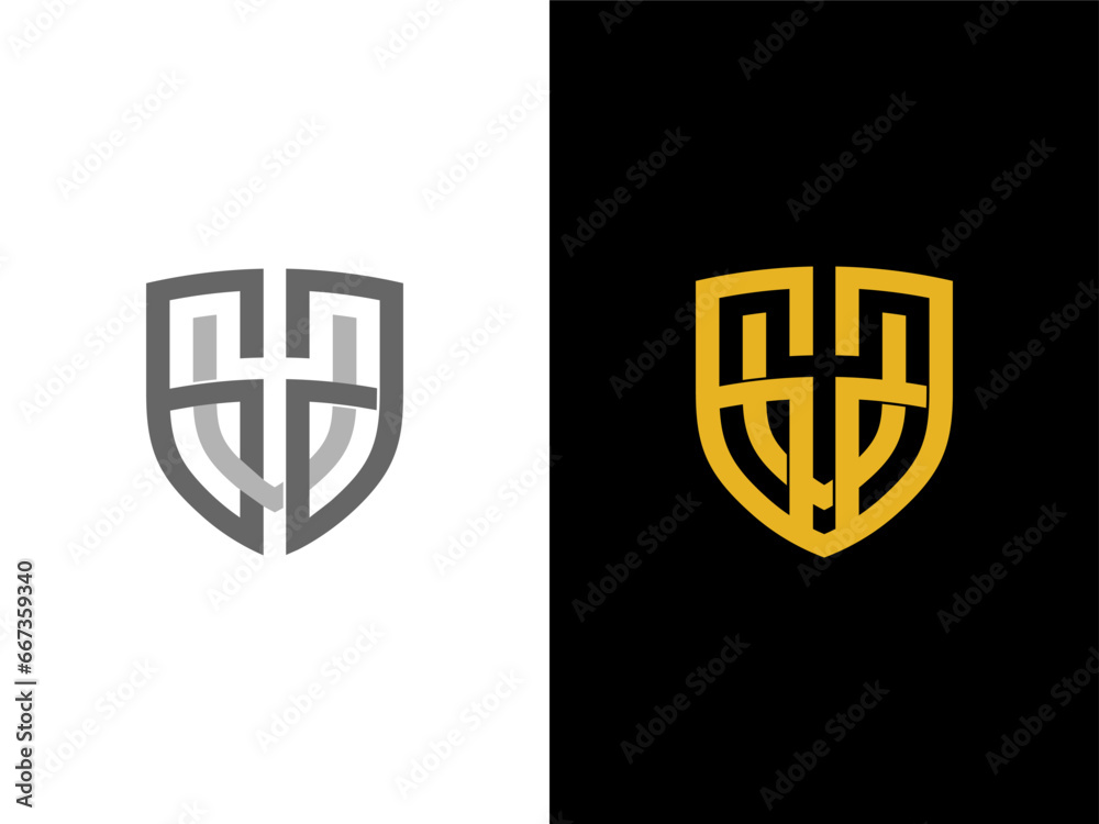 Shield logo, abstract G protection icon vector template 