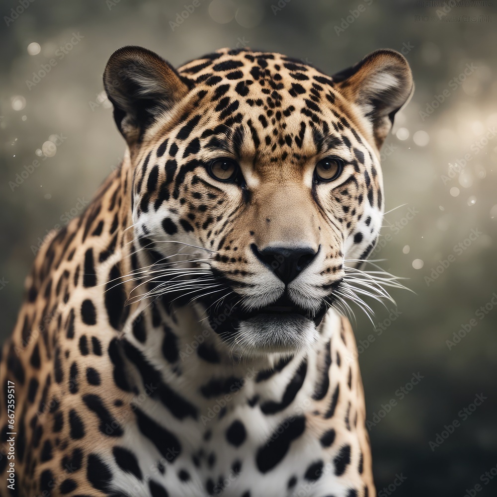Obraz premium jaguar wallpaper, mist, realistic, wimmelbilder, ivory, dynamic pose