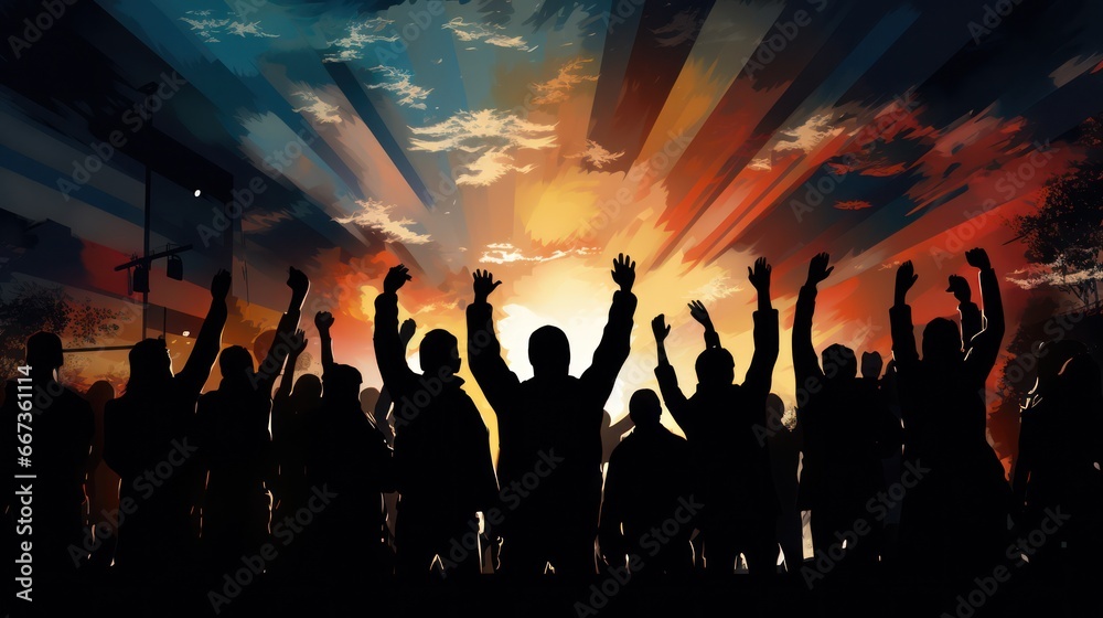 custom made wallpaper toronto digitalIllustration of People Protesting