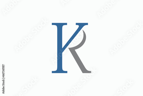 combination letter kr logo design premium vector