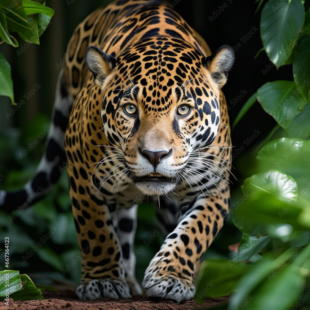 Jaguar in the jungle, Mexican animal in the jungle Jaguar in the jungle, Mexican animal in the jungle