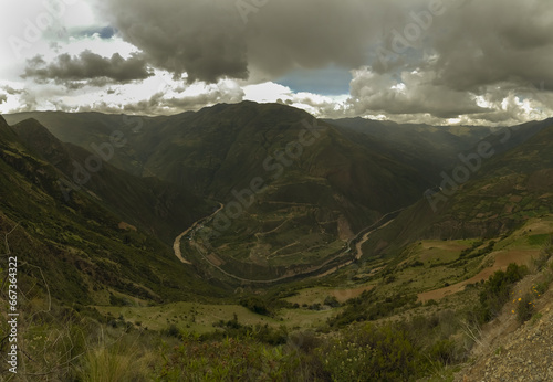 The Mantaro River is the main river in the Losandes part of Peru, it crosses low hills, flowing and winding. photo