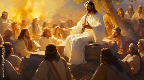 Illustration of Jesus teaching his followers © Left