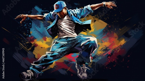 illustration of hip hop dancer in action
