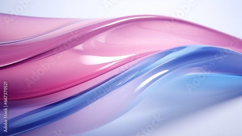Abstract background with pink, purple and blue glass waves on white background