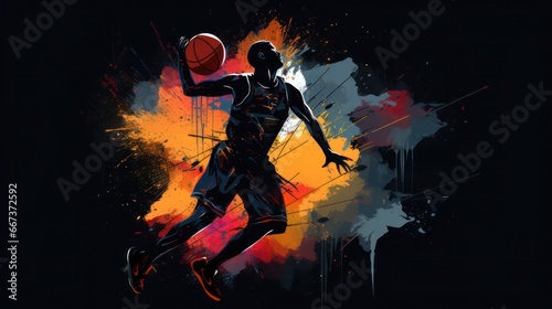 illustration of Basketball Player in Action